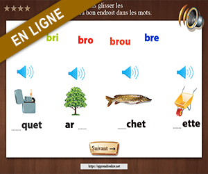 Exercices interactifs, replacer les syllabes dans les mots
