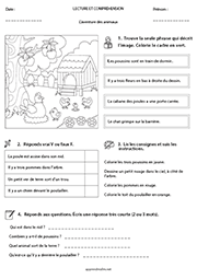 Lecture et compréhension, la poule et ses poussins