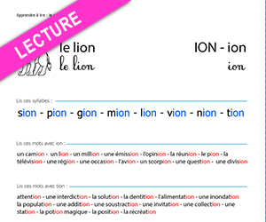 Apprendre à lire, le son ion