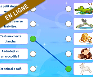 Jeu de lecture, relier les phrases aux mots