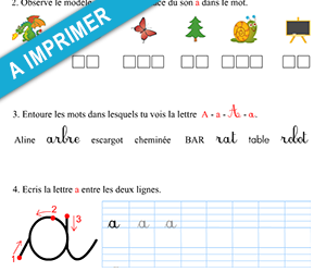 Apprendre à lire, exercices à imprimer, son a