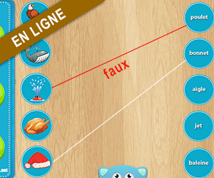 Exercice en ligne ; relier chaque dessin au mot qui correspond