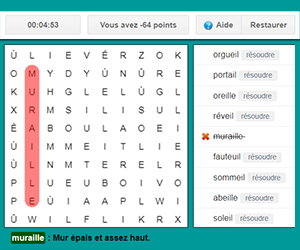 Jeu de mots mêlés en ligne, sons ail, eil, ouil, euil