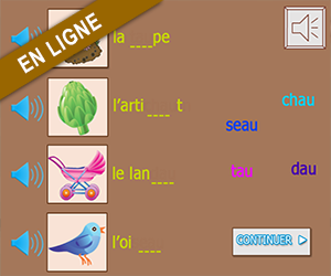 Exercice en ligne ; replacer les syllabes dans les mots