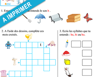 Exercices de lecture à imprimer, le son b