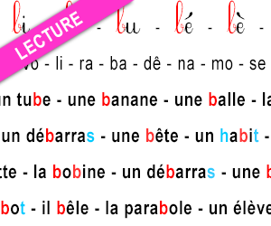 Fiche de lecture à imprimer, le son b