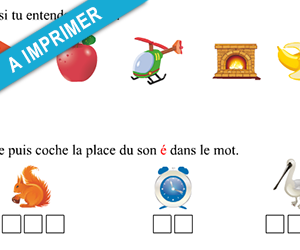 Fiche d'exercices à imprimer ; le son é, la lettre é