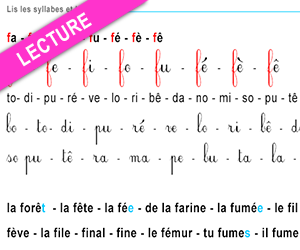 Fiche de lecture à imprimer, le son f