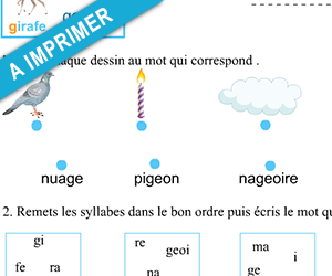 Exercices de lecture à imprimer, le son j ; ge, gi, gea, geo