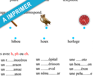 Exercices de lecture à imprimer, la lettre h - ph