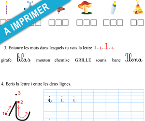 Fiche d'exercices à imprimer ; le son i