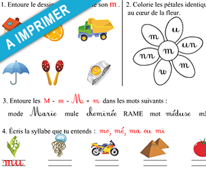 Exercices à imprimer, le son m