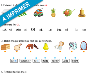 Exercices de lecture à imprimer, le son oi