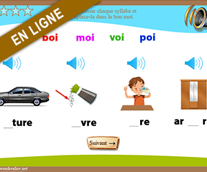 Exercice en ligne ; son oi ; replacer les syllabes dans un mot