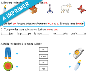 Exercices de lecture à imprimer, le son on