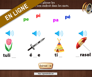 Ecrire les syllabes pa, pe, pi, po, pu, pé
