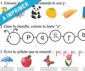 Fiche d'exercices à imprimer, le son p