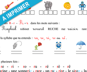 Fiche d'exercices à imprimer, le son r