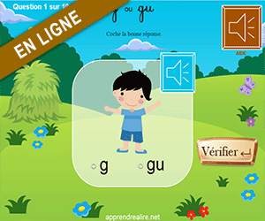 Exercices en ligne, compléter les mots avec g ou gu