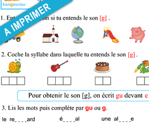 Exercices de lecture à imprimer, le son g