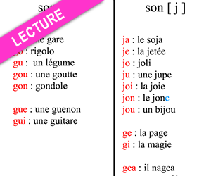 Fiche de lecture à imprimer, le son g, le son j