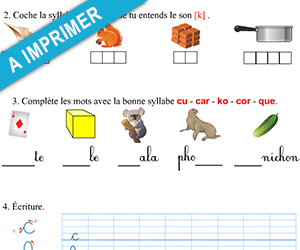 Exercices de lecture à imprimer, le son k