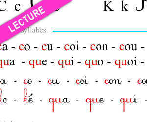 Fiche de lecture à imprimer, le son k