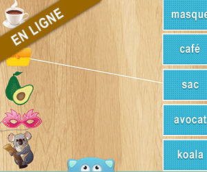 Exercice, le son [k], relier les images aux mots