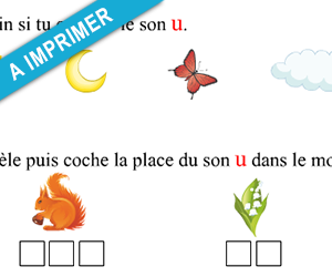 Fiche d'exercices à imprimer ; le son u