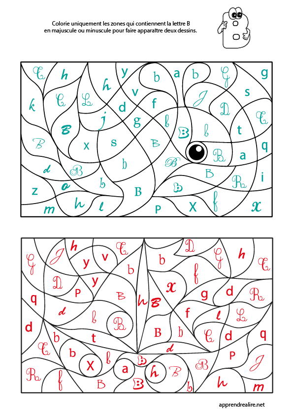 Coloriage magique à imprimer; lettre b