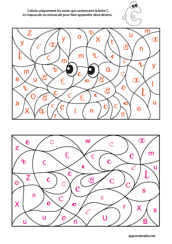 Coloriage magique à imprimer; lettre c