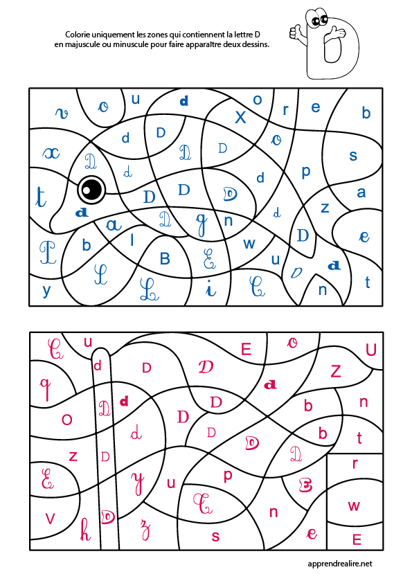 Coloriage magique à imprimer; lettre d