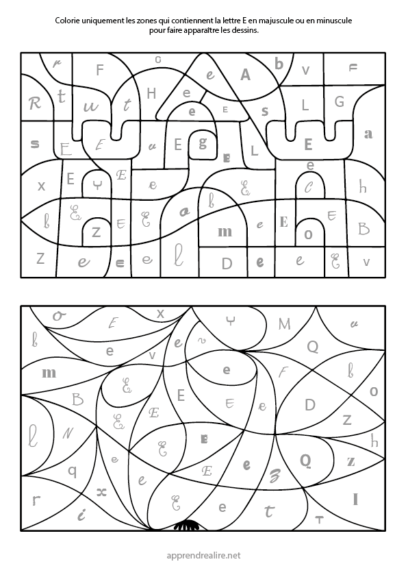 Coloriage magique à imprimer; lettre e