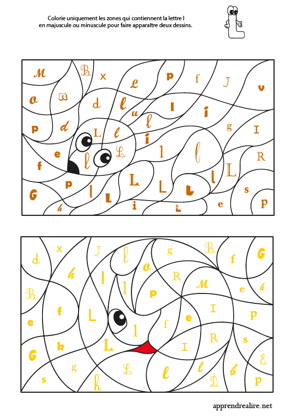Coloriage magique à imprimer; lettre l