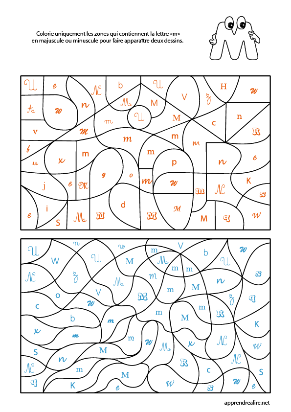 Coloriage magique à imprimer; lettre m