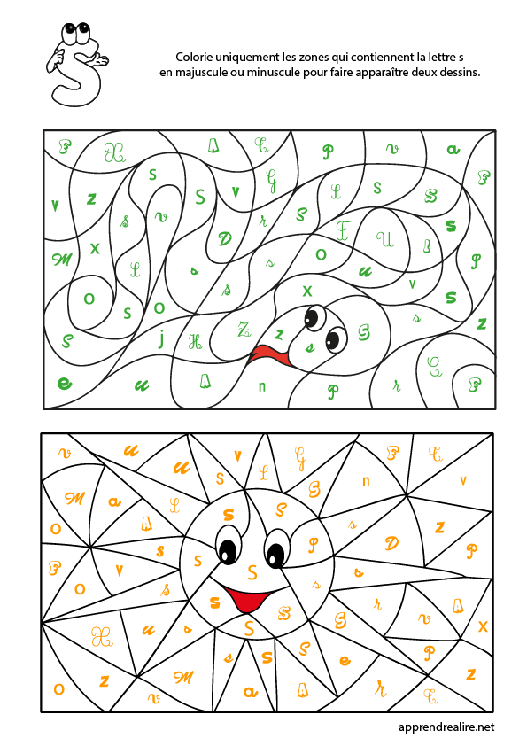 Coloriage magique à imprimer; lettre s