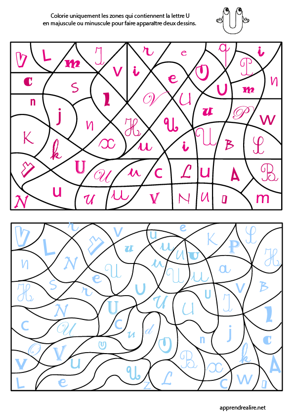Coloriage magique à imprimer; lettre u