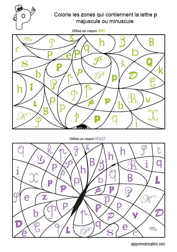 Coloriage magique à imprimer; lettre p