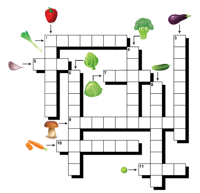 Les légumes Mots fléchés faciles à imprimer, les légumes