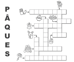 Mots fléchés simples à imprimer avec solution, Pâques